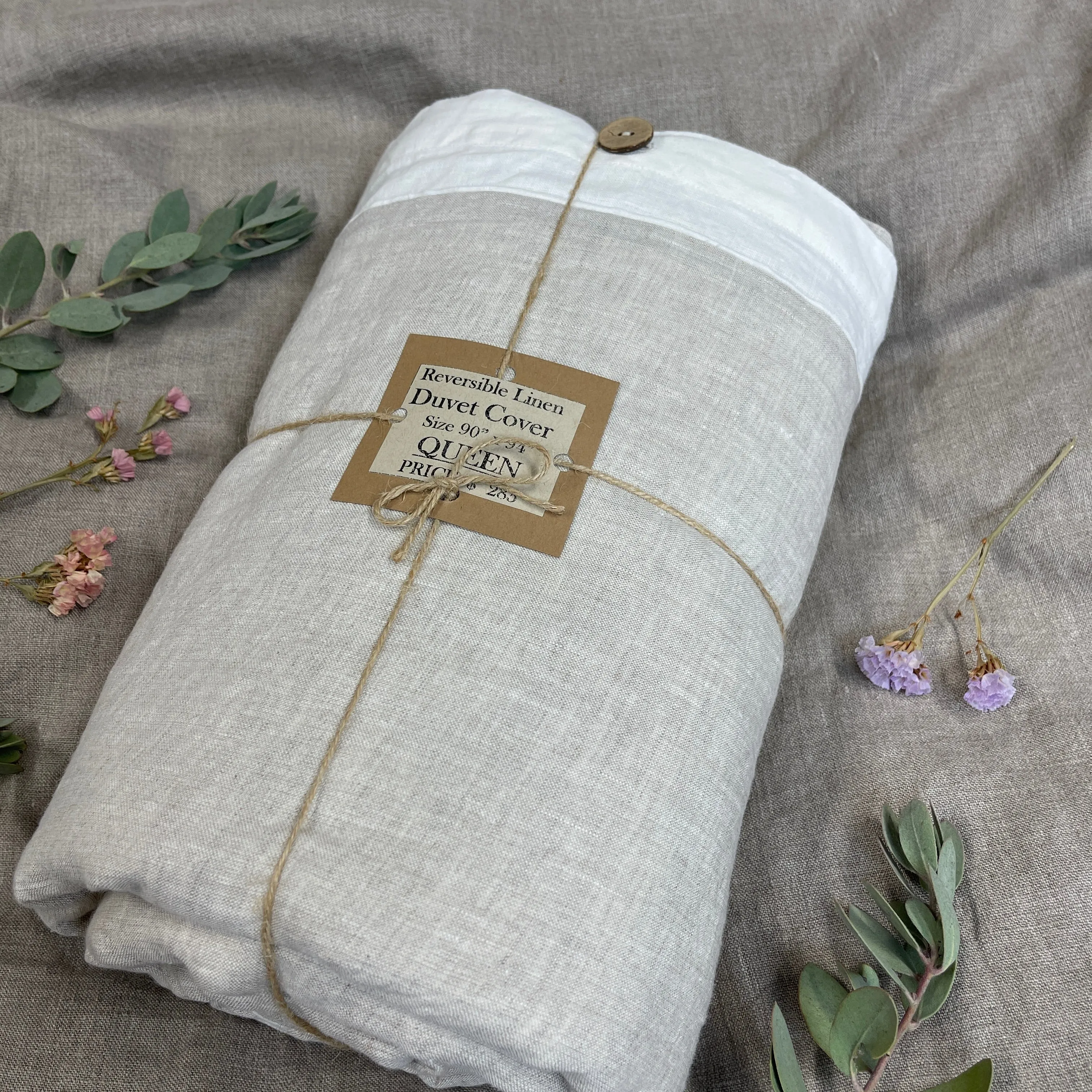 Off-white Greige 100% Flax Duvet Cover