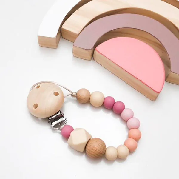 One.Chew.Three Silicone Dummy Holder Clip - Ombre