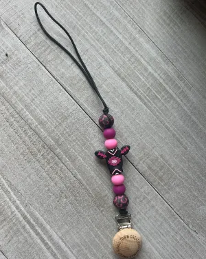 Pink Aztec Cow Pacifier Holder
