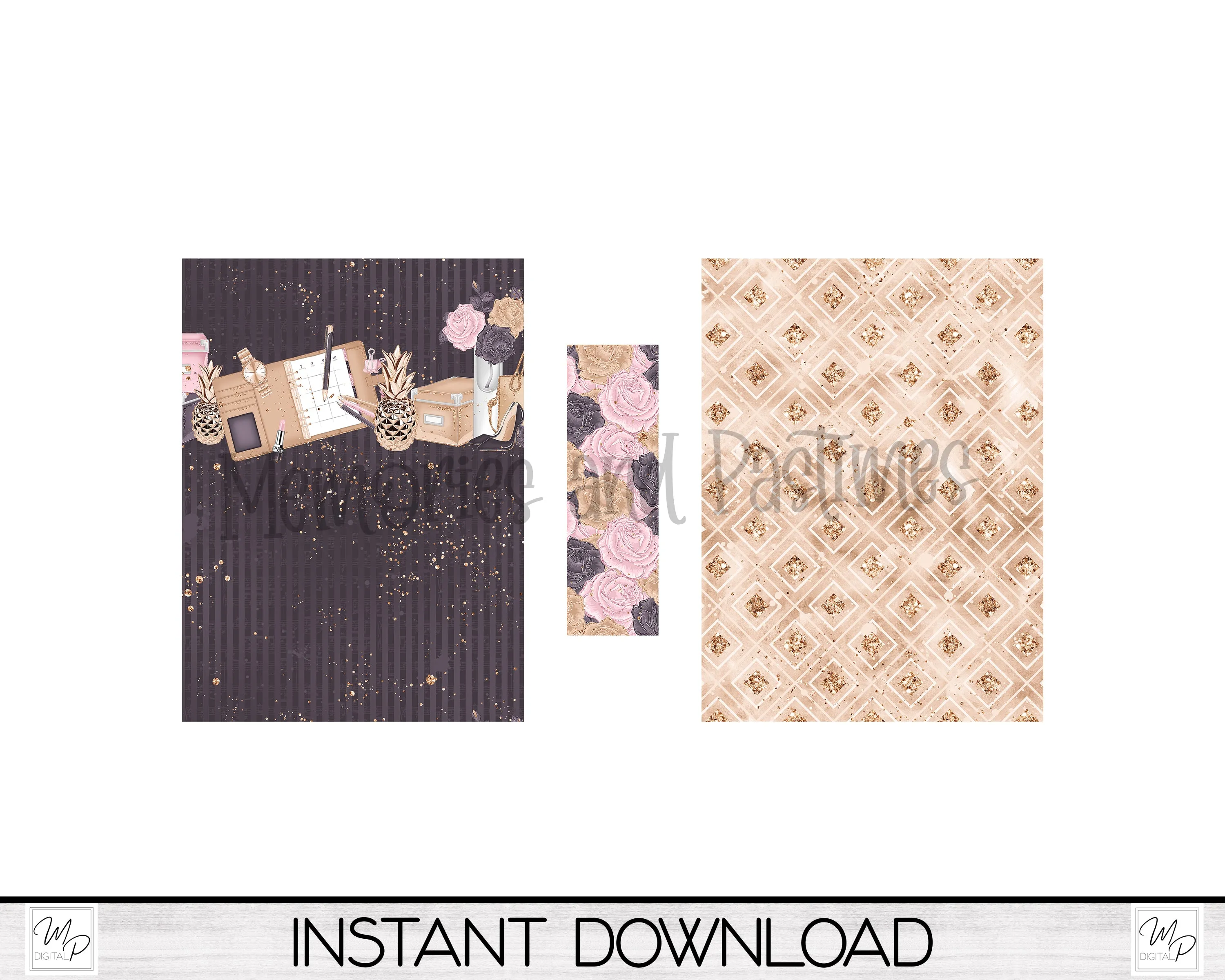 Planner Girl Boss Sticky Notepad Holder and Pen PNG Sublimation Design, Digital Download
