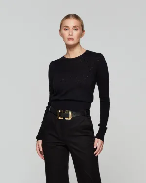 Pointelle Fitted Jumper - Black