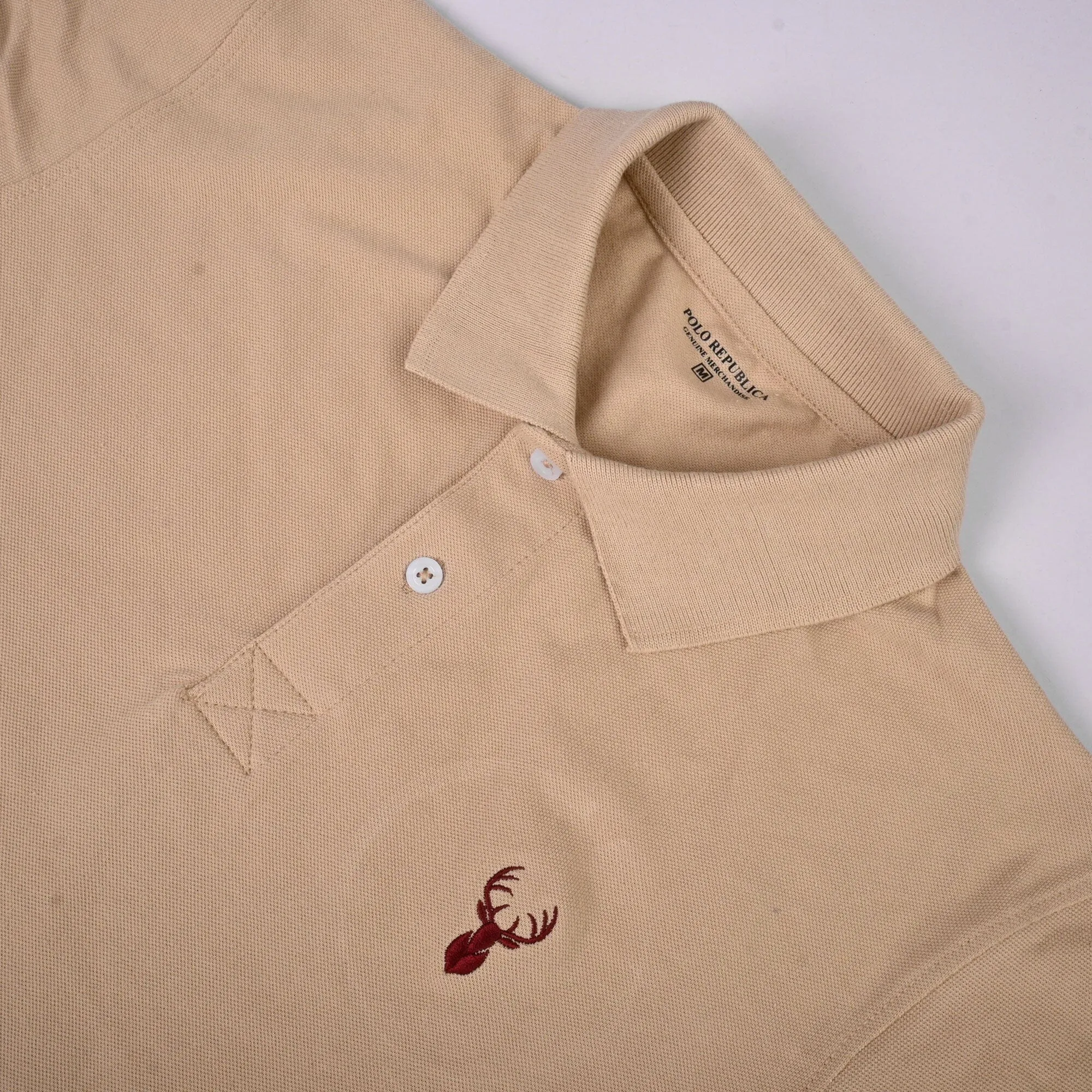 Polo Republica Men's Noble Deer Embroidered Short Sleeve Polo Shirt