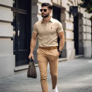 Polo Republica Men's Noble Deer Embroidered Short Sleeve Polo Shirt