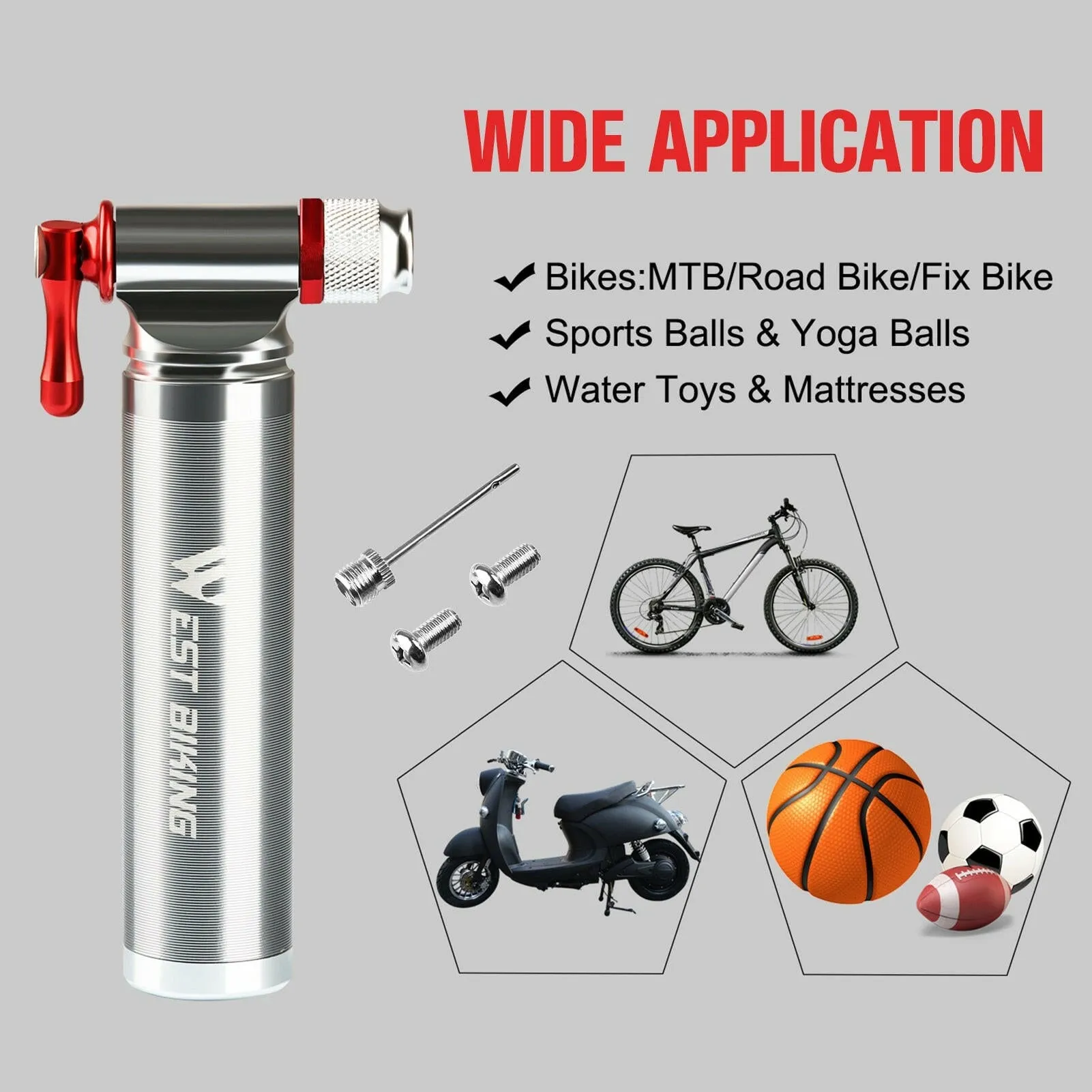Portable Bicycle Pump Aluminum Alloy Ultralight Air CO2 Inflator Bike Cycling Pump Schrader & Presta Mini Bike Pump