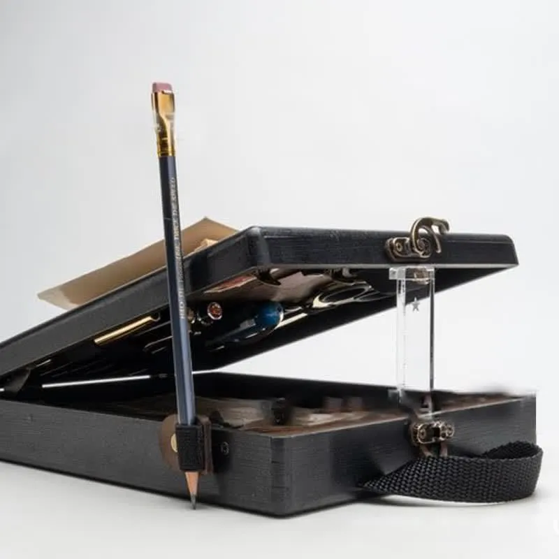 Portable Writers Messenger Wood Box Artist Tool Box for Outdoor Painting
