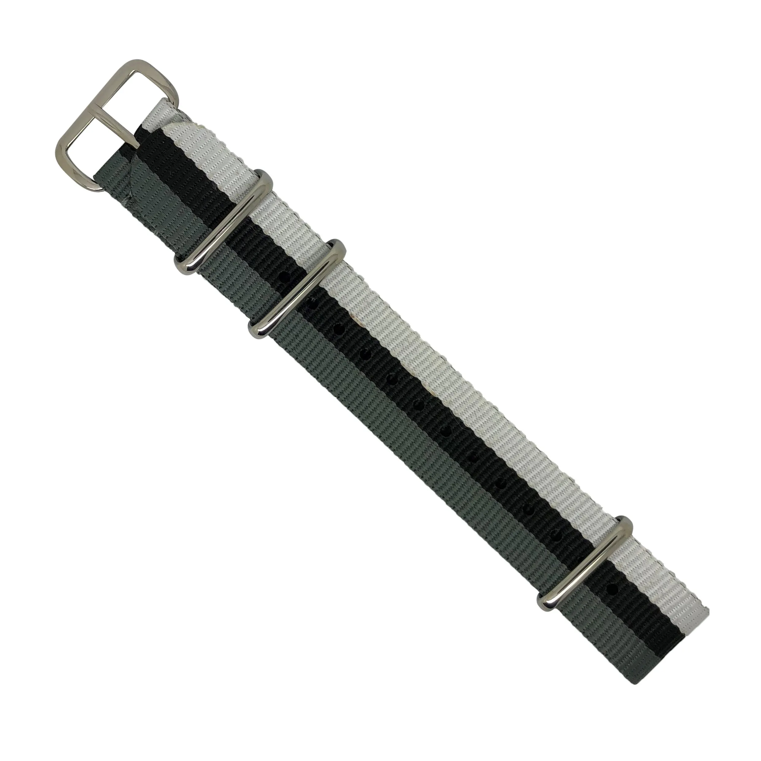 Premium Nato Strap in Grey Black White