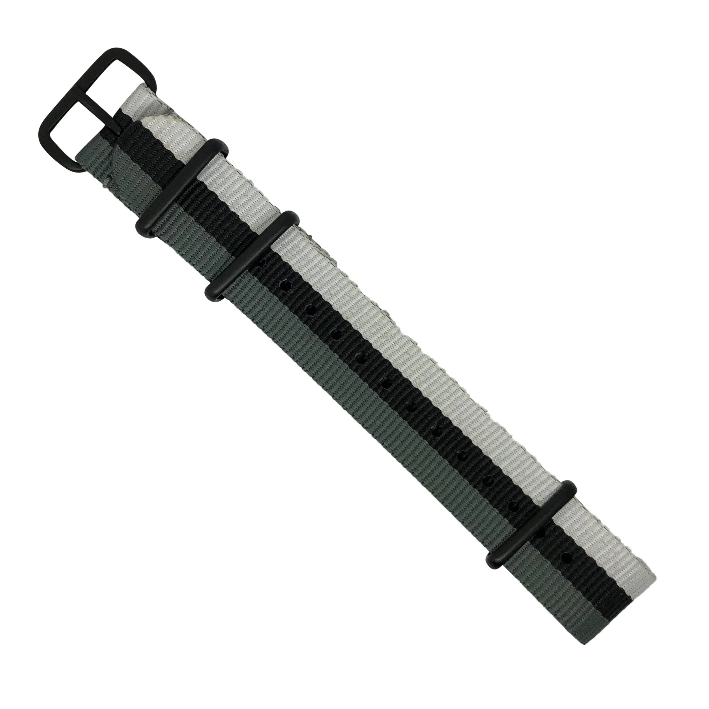 Premium Nato Strap in Grey Black White