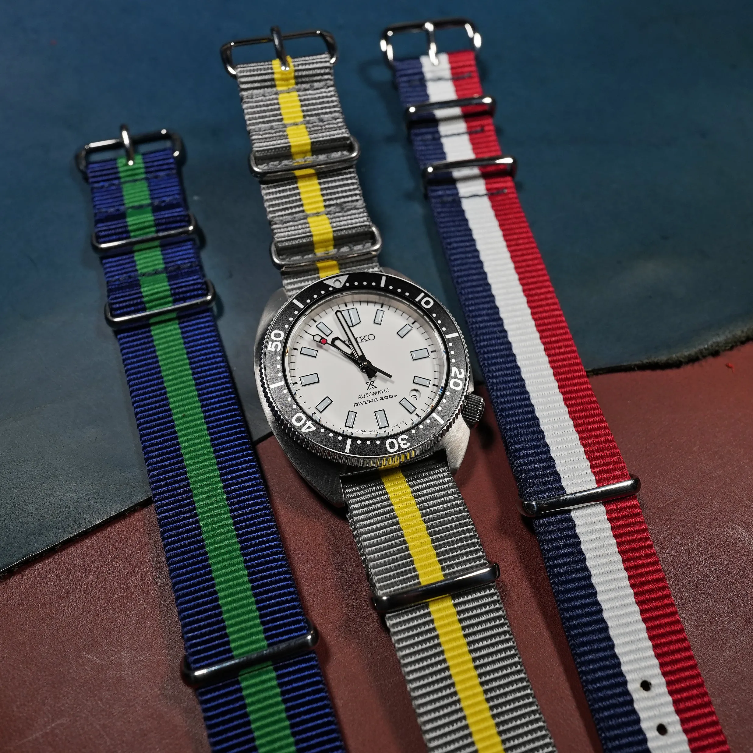 Premium Nato Strap in Grey Yellow