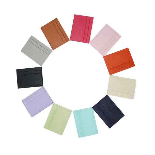 Purple Grained Leather Card Holder 紫色真牛皮信用卡套 CH19004a