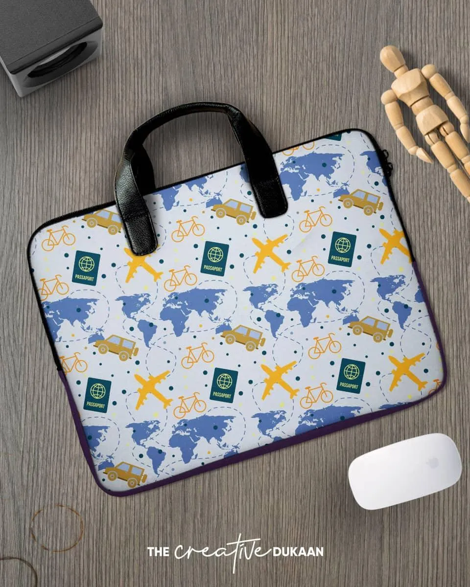 Quirky Travel Safar Nama - Designer Laptop Sleeve Bag