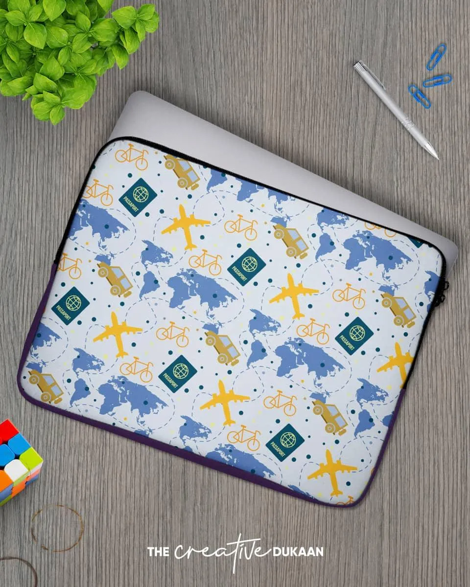 Quirky Travel Safar Nama - Designer Laptop Sleeve Bag