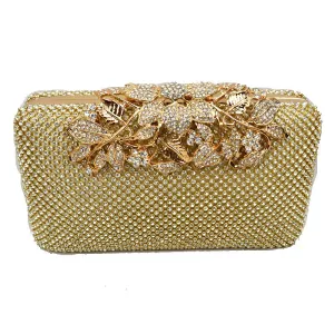 "Ester" Jeweled Flower Top Closure Clutch