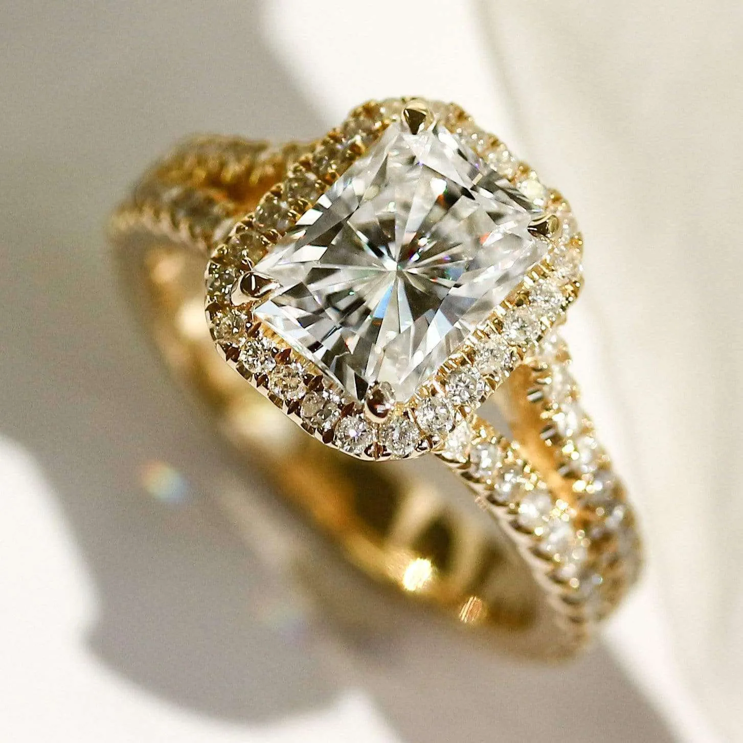 Radiant 8x6 Halo Double Band Ring