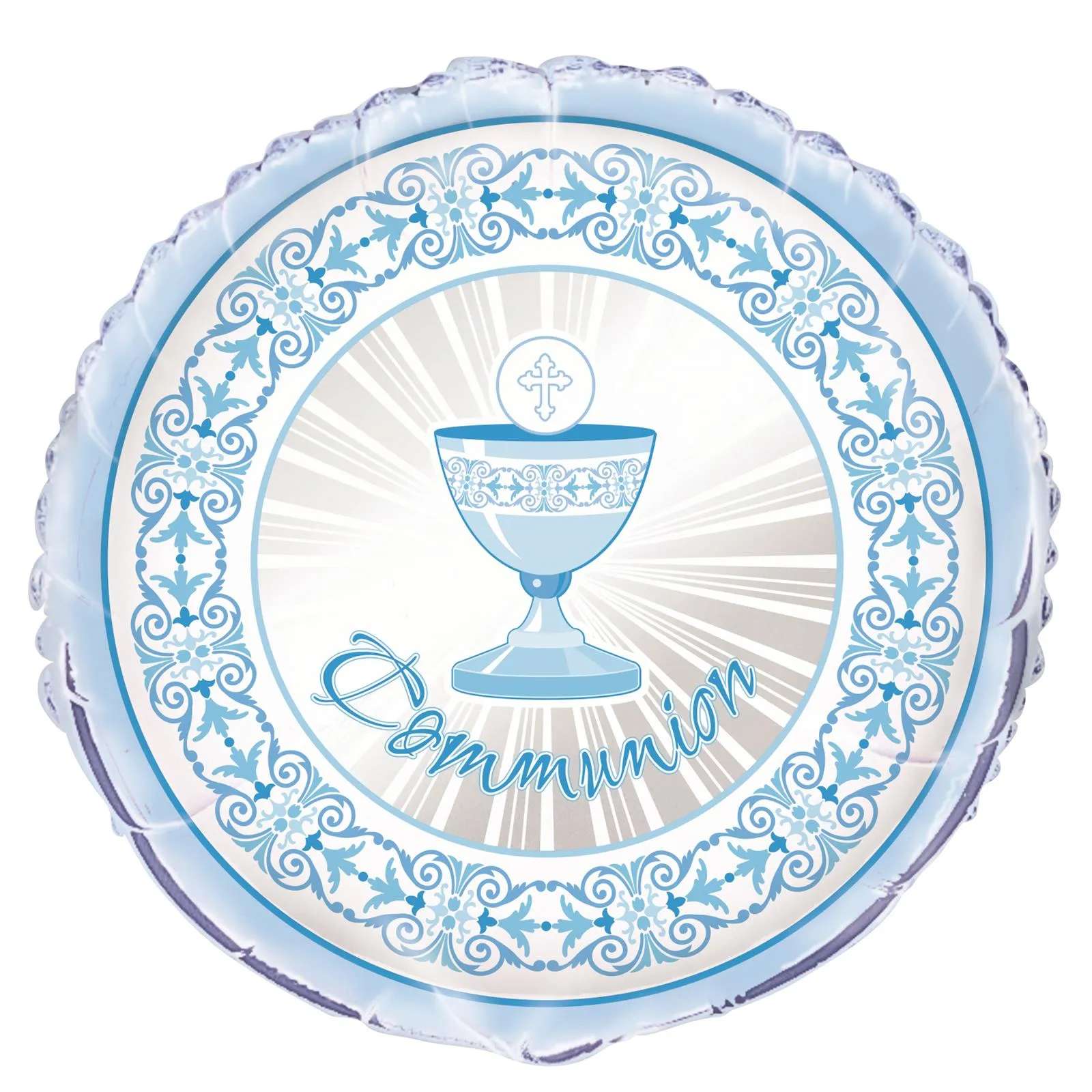 Radiant Cross Blue Communion Foil Balloon 45cm