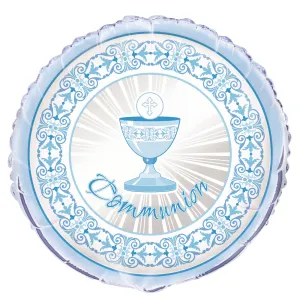 Radiant Cross Blue Communion Foil Balloon 45cm