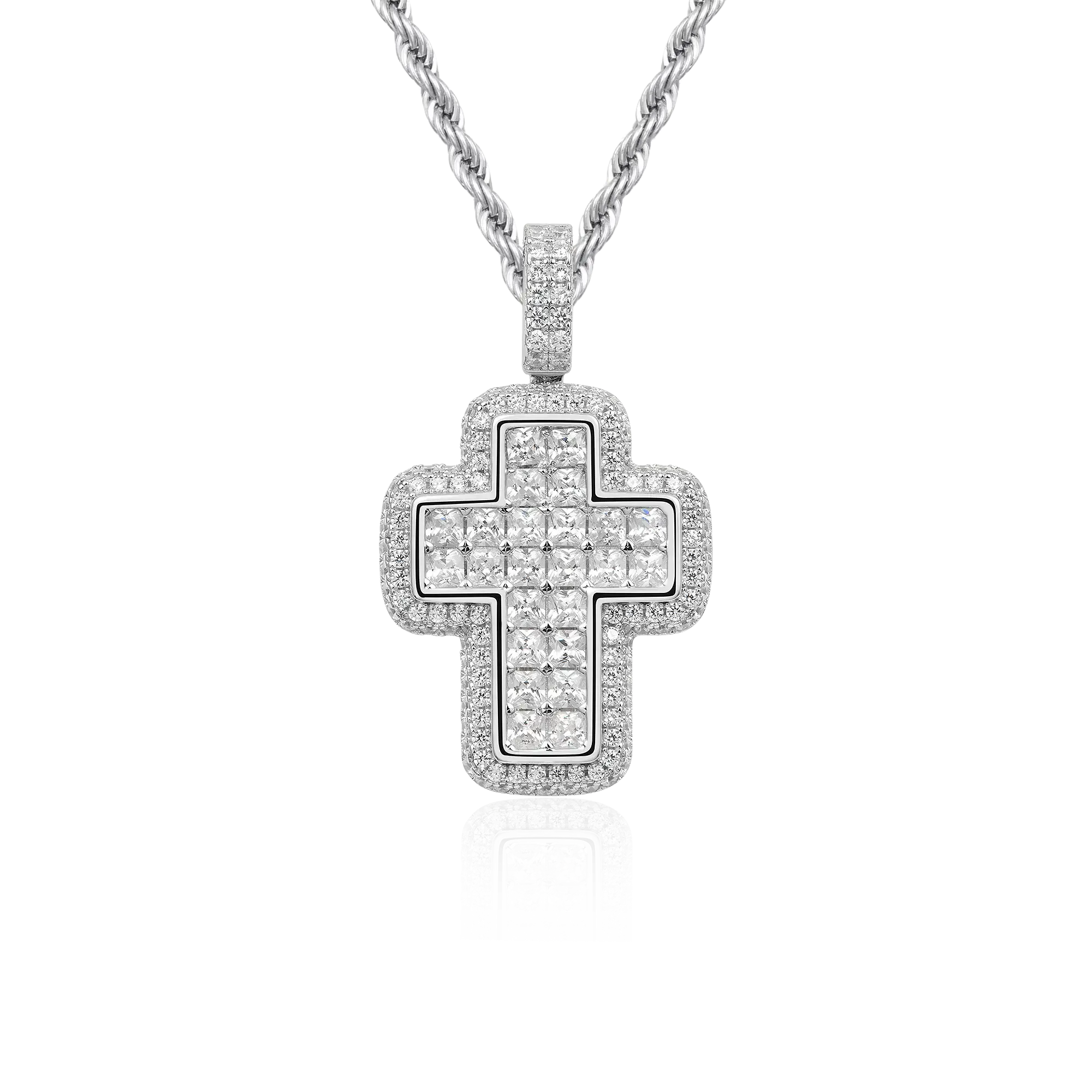 Radiant Cut Cross Pendant