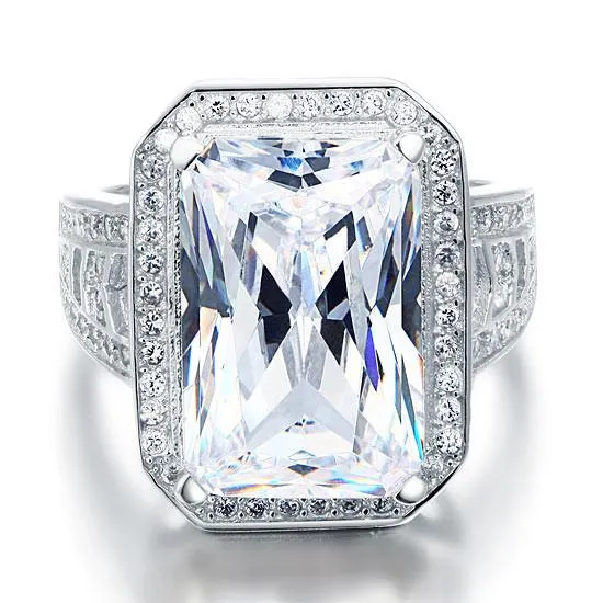 Radiant Cut Simulated Diamond 925 Sterling Silver Ring