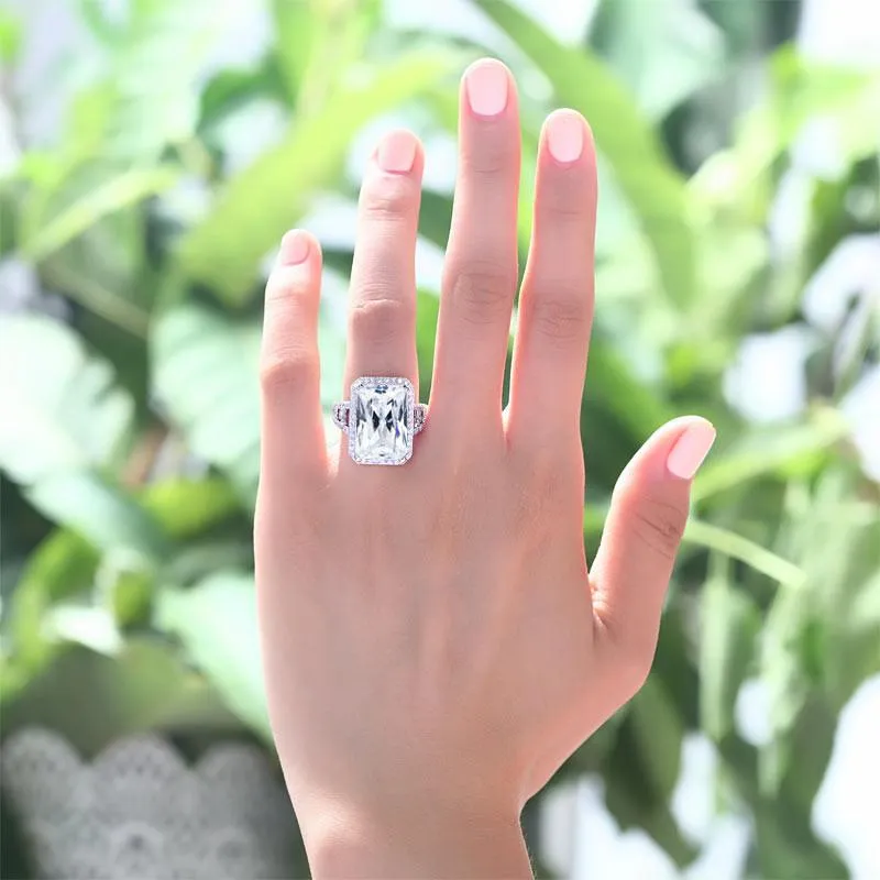 Radiant Cut Simulated Diamond 925 Sterling Silver Ring