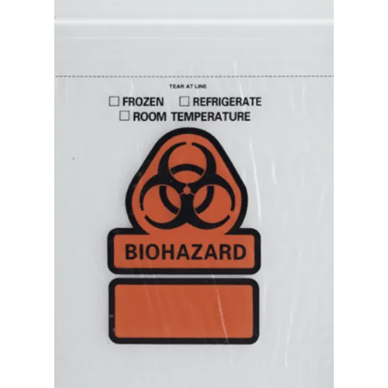 RD Plastics Reclosable Specimen Transport Bag, 6" x 9"