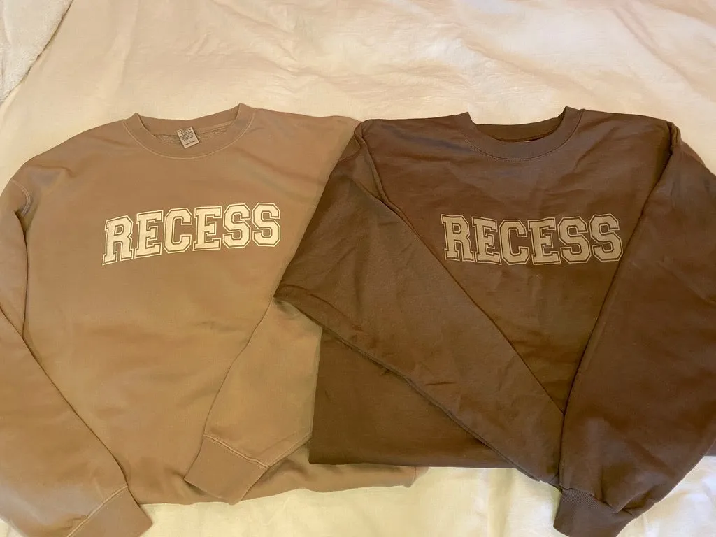 Recess Tan Tone Puff Print Crew