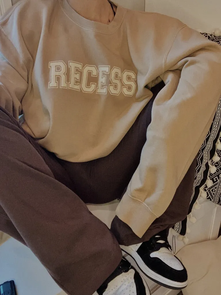 Recess Tan Tone Puff Print Crew