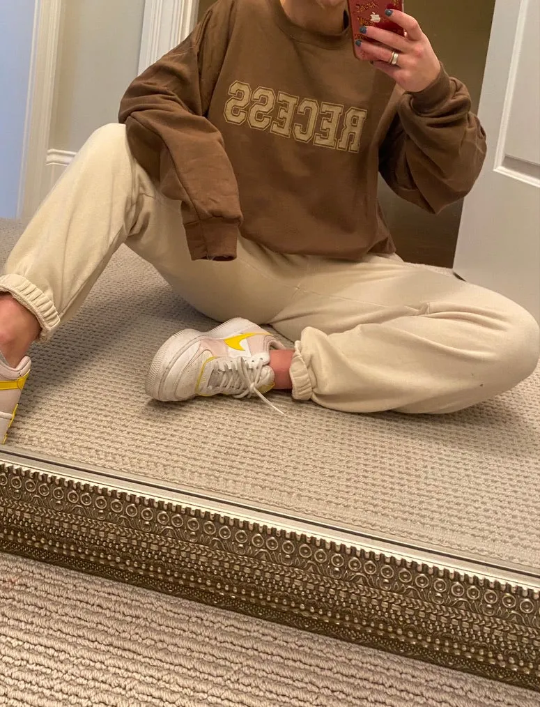 Recess Tan Tone Puff Print Crew