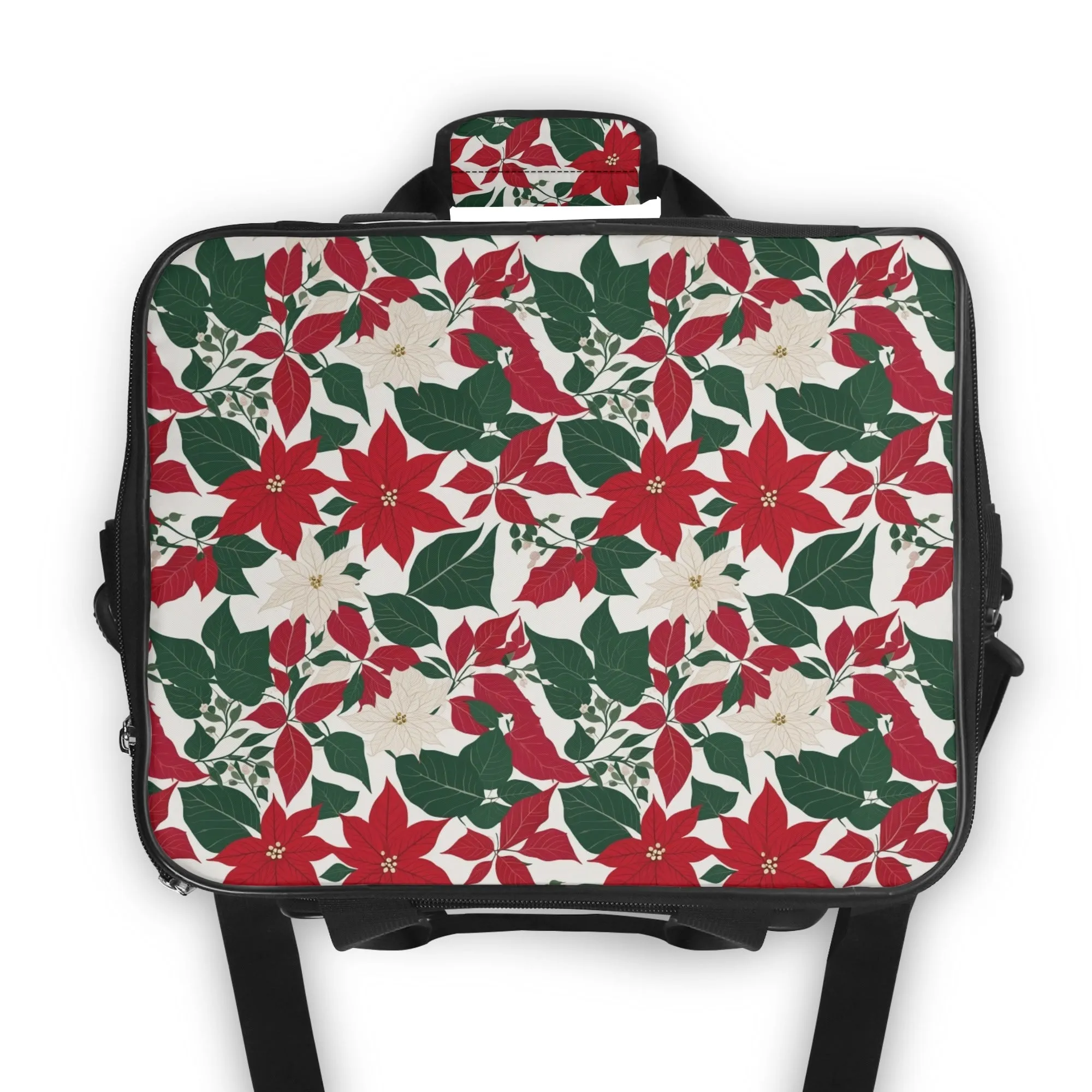 Red and White Poinsettia Flower Insulated Leakproof Cooler Bag Lunch Box