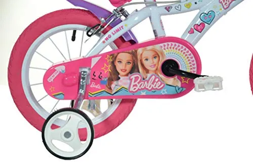 Robbie Toys 166R-BA Dino Bikes 16-Inch Barbie Balance Bicycle Kids, White-Pink, 16 Inch
