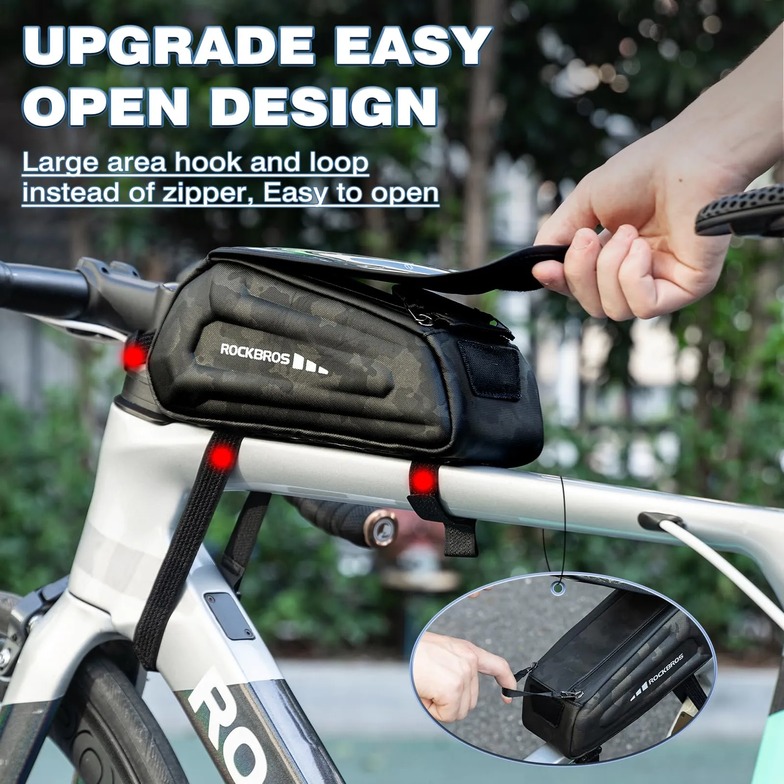 ROCKBROS Bike Bag Under 6.8” Bicycle Accessories Pouch, EVA Waterproof