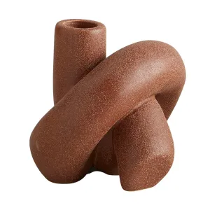 Rust Knot Candleholder |  Ceramic Candlestick Candle Holder