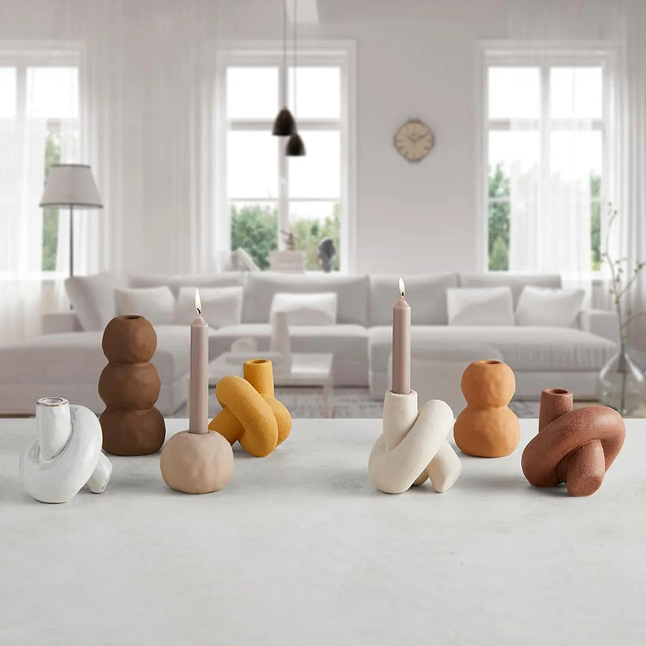 Rust Knot Candleholder |  Ceramic Candlestick Candle Holder