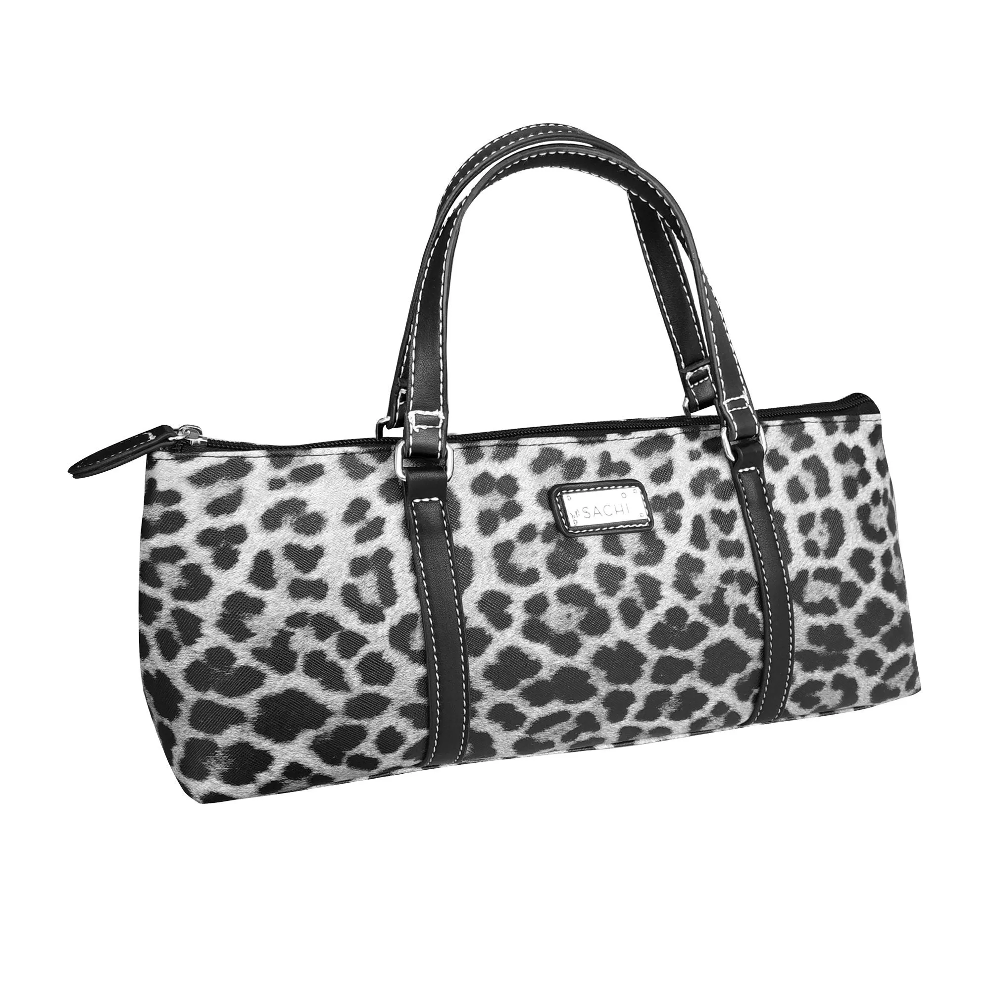 Sachi Insulated Wine Purse Leopard Grey