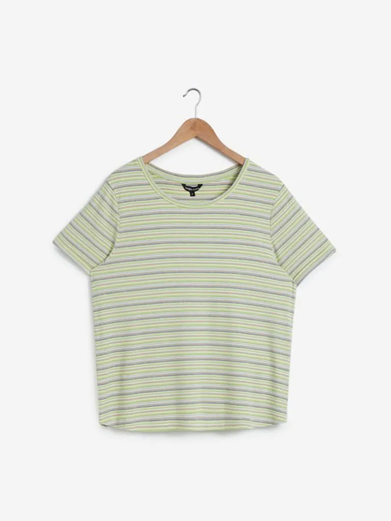 Sassy Soda Curves Multicolour Striped T-Shirt