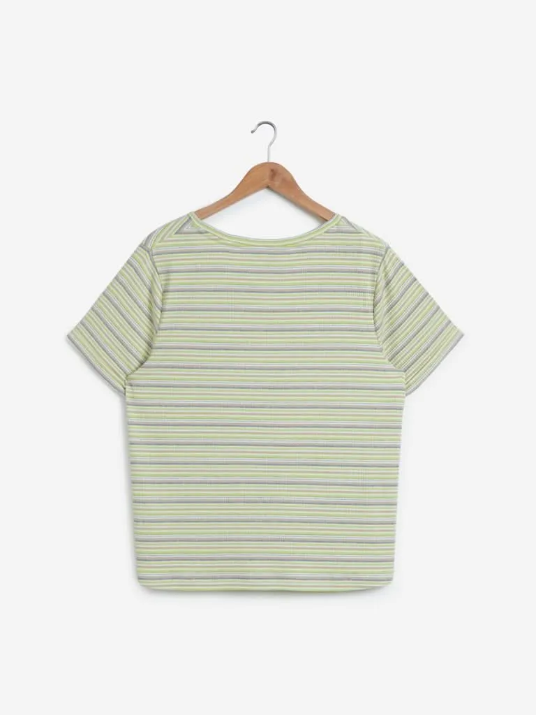 Sassy Soda Curves Multicolour Striped T-Shirt