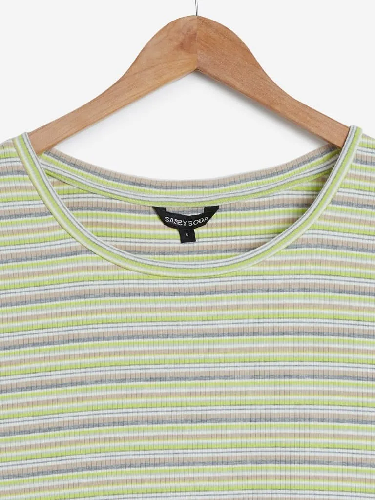 Sassy Soda Curves Multicolour Striped T-Shirt
