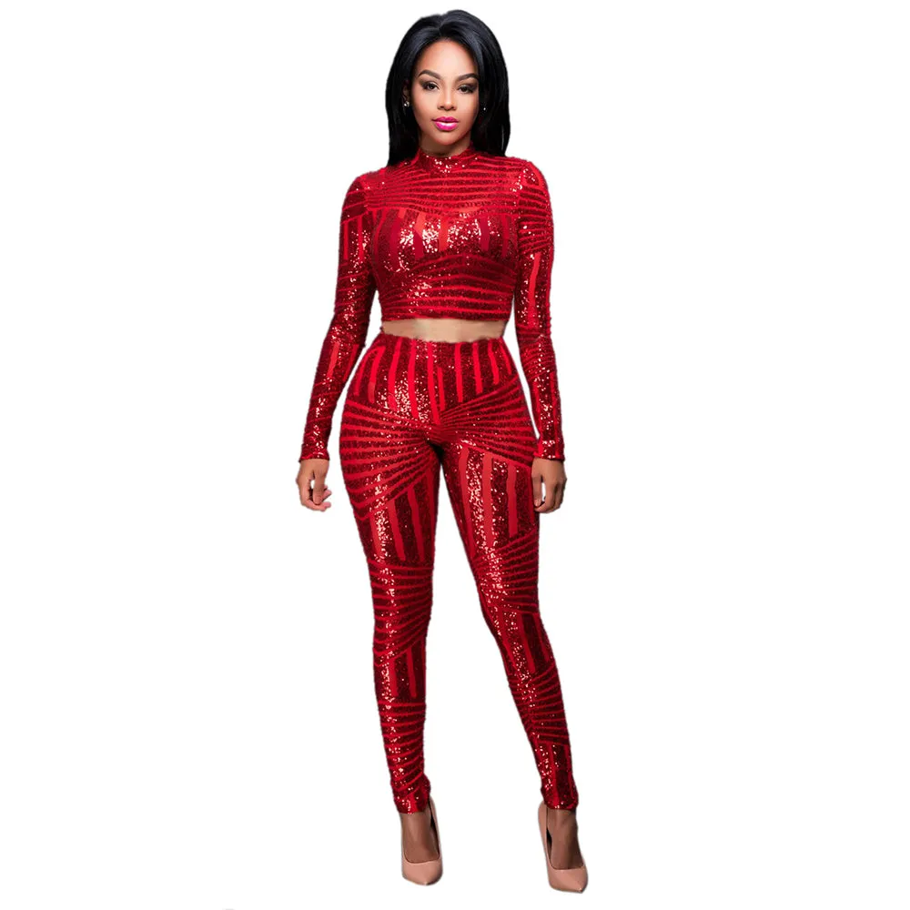 Sequins Design Women Sexy Body Set