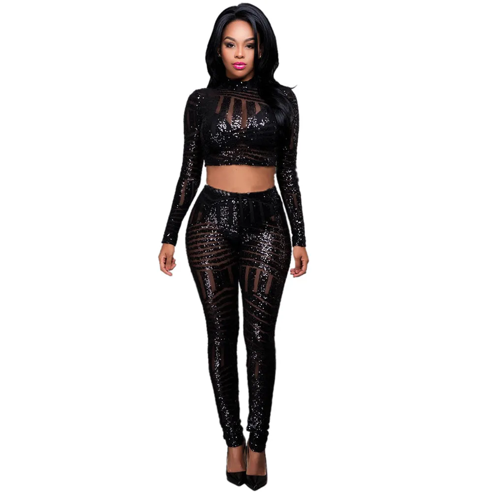 Sequins Design Women Sexy Body Set