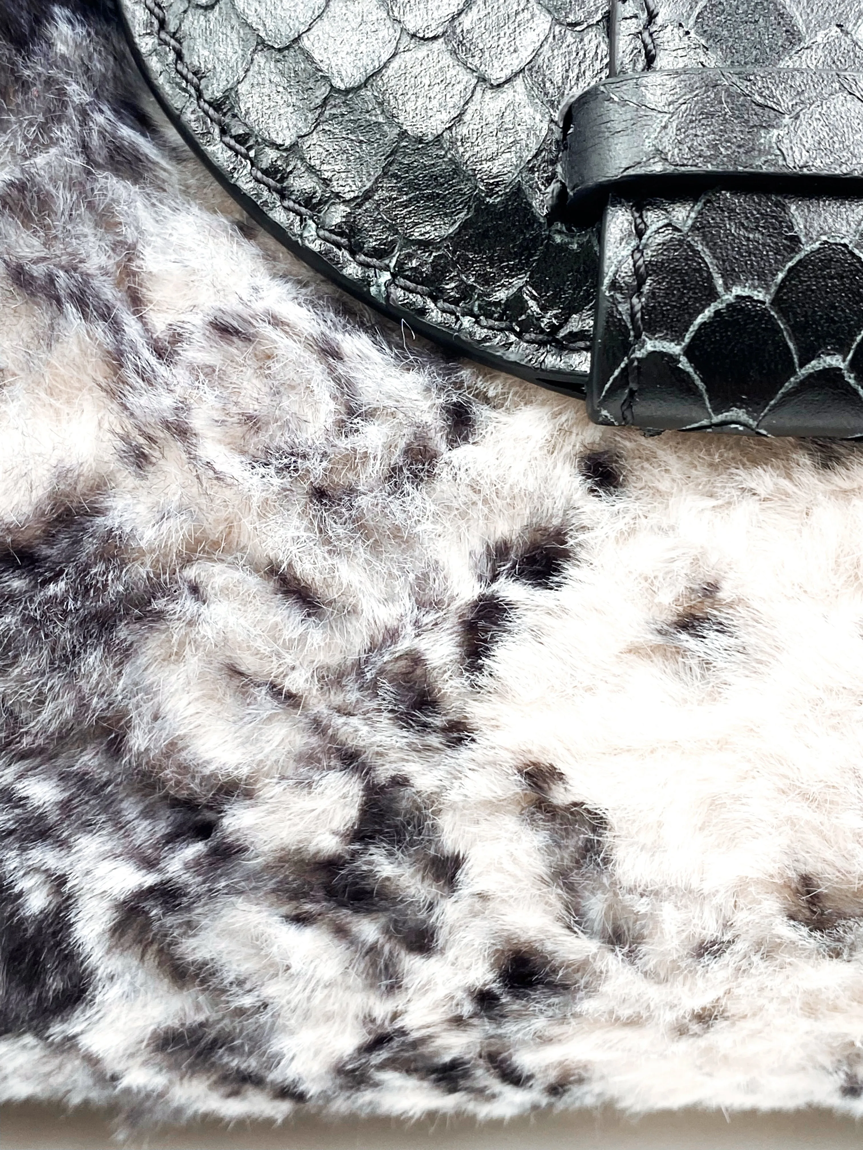 Serena in Faux Fur/Black Leather with Tortuga Chain