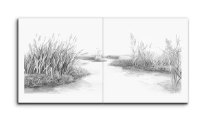 Serene Wetland Monochrome Landscape