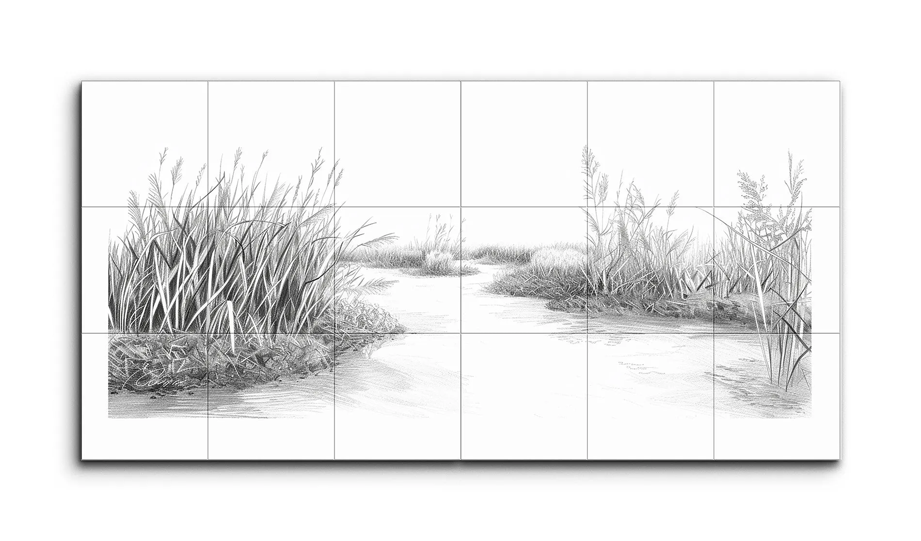 Serene Wetland Monochrome Landscape