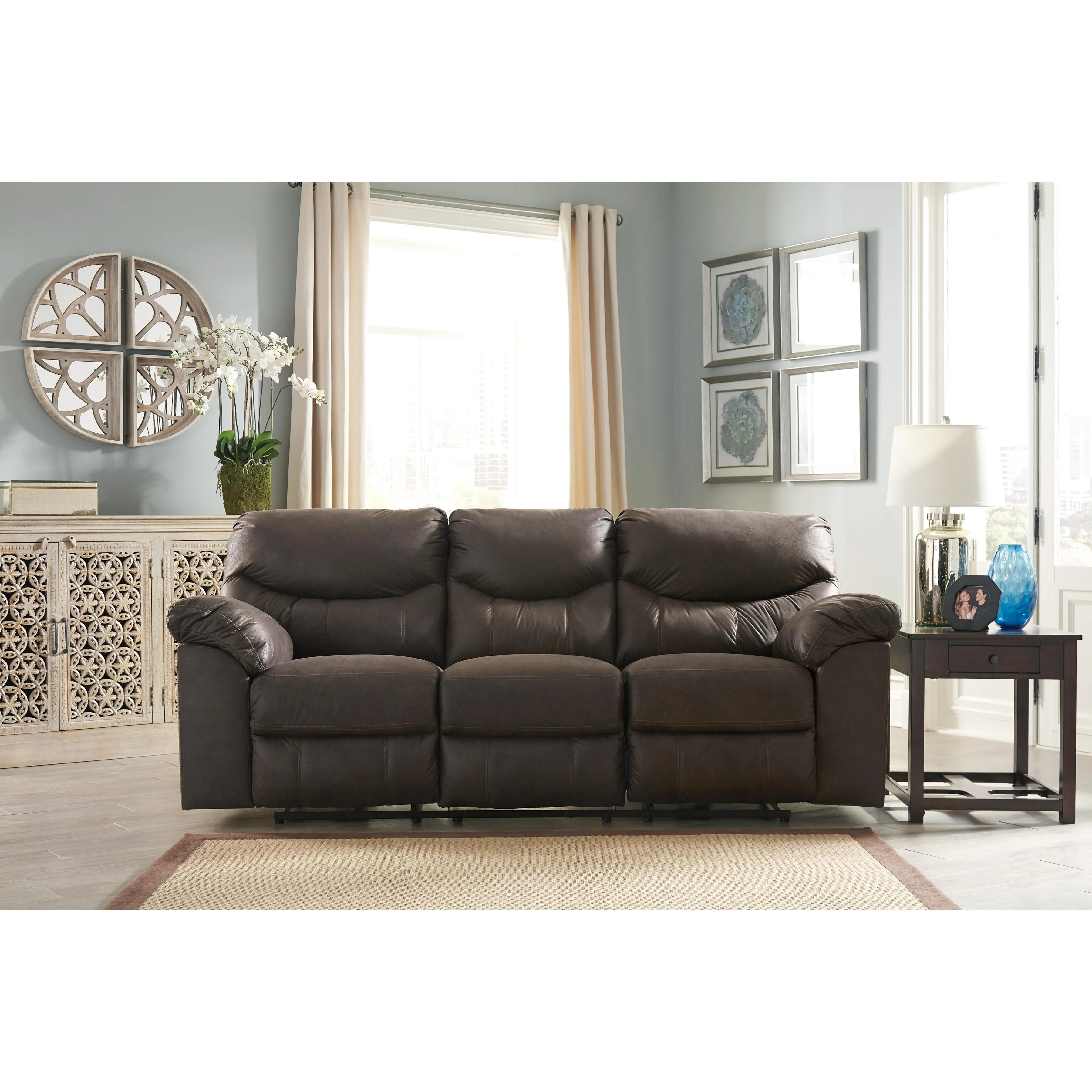 Signature Design by Ashley Boxberg Reclining Leather Look Sofa 3380388C