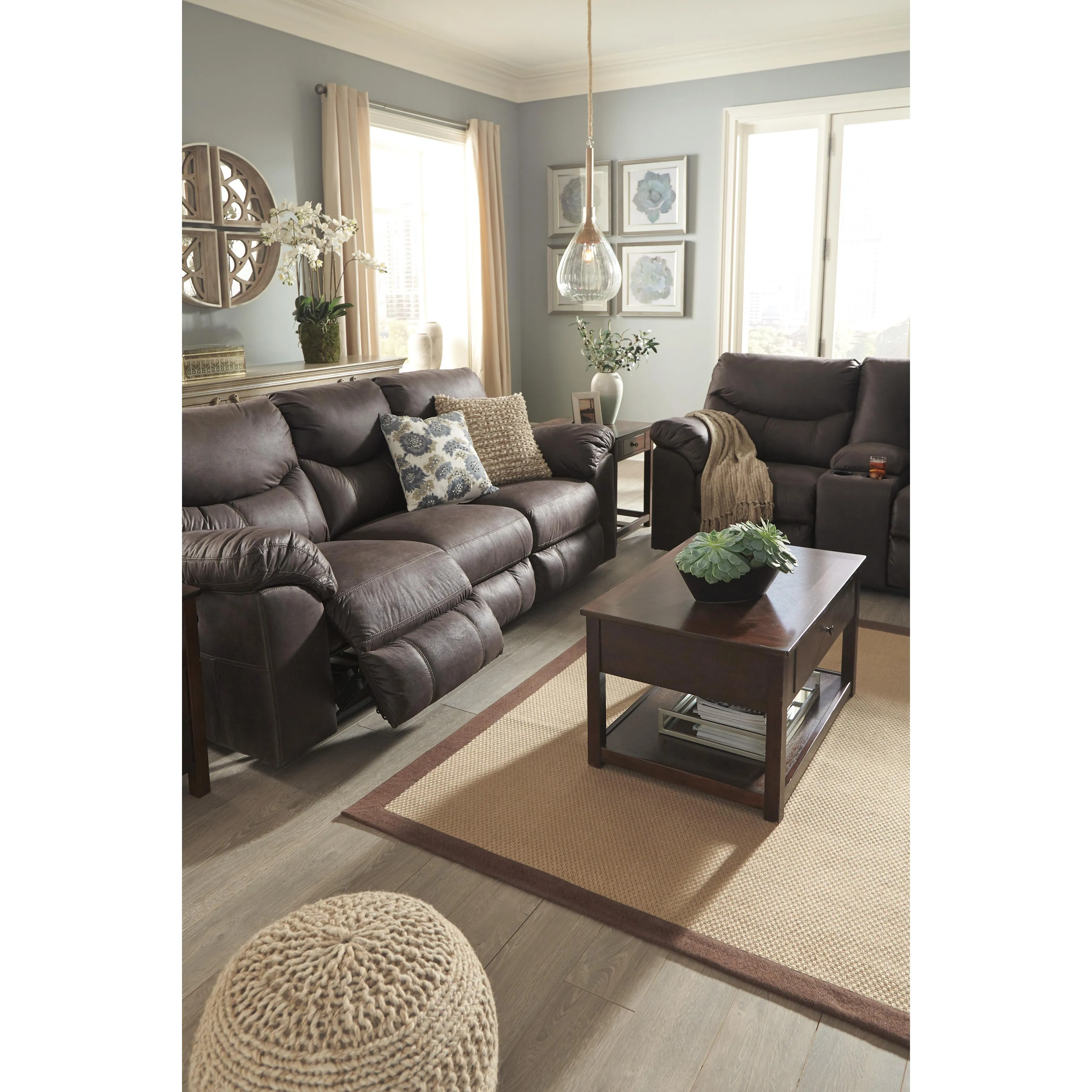 Signature Design by Ashley Boxberg Reclining Leather Look Sofa 3380388C