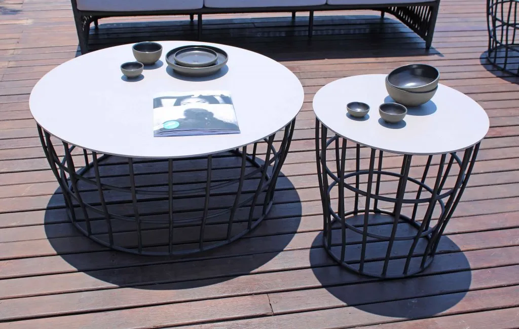 Skyline Design Optik Round Side Table Ceramic Monochrome top