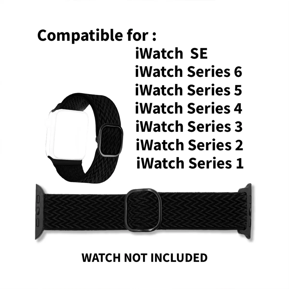 Solo Loop Braided Strap For Apple Watch 42/44/45/49mm- Jet Black
