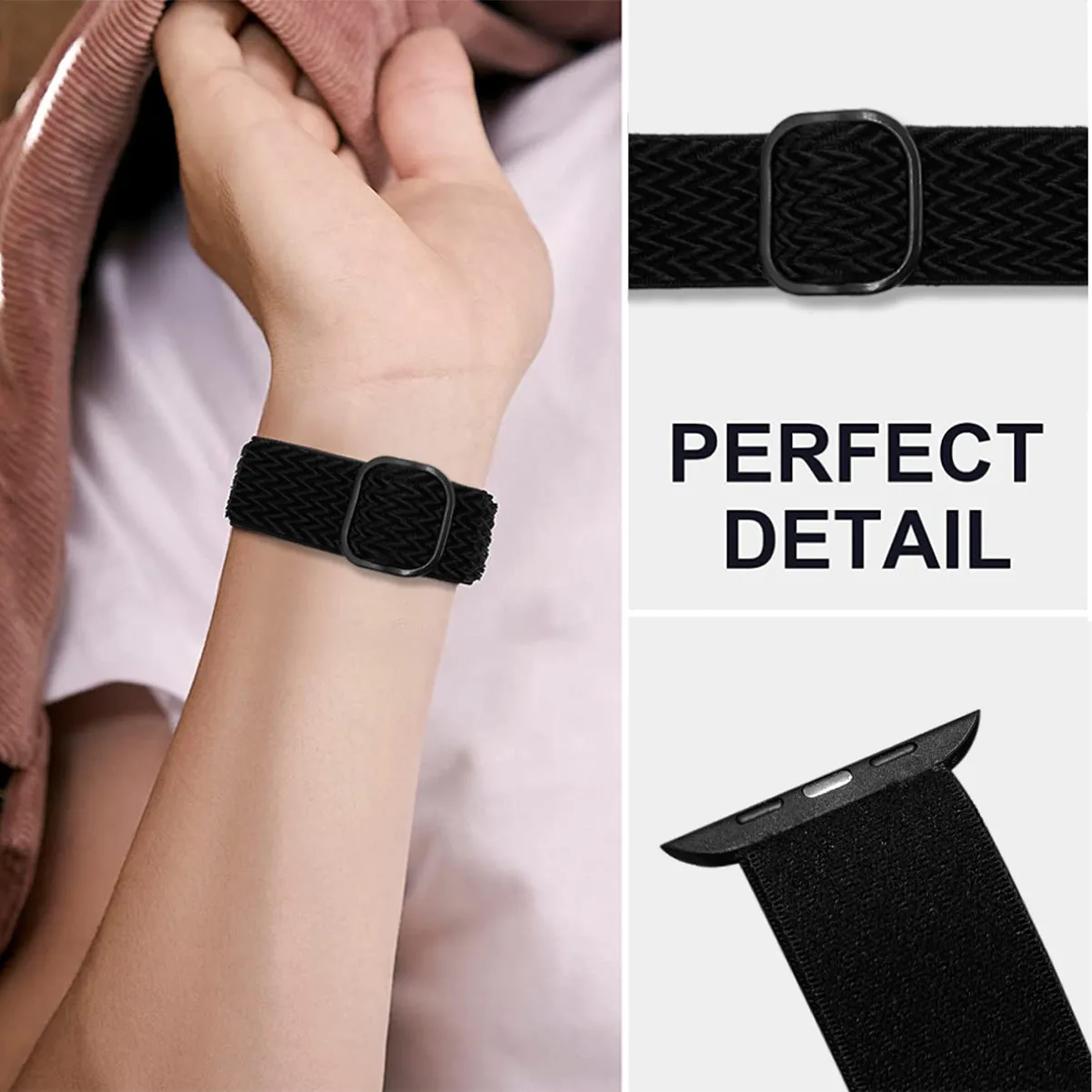 Solo Loop Braided Strap For Apple Watch 42/44/45/49mm- Jet Black