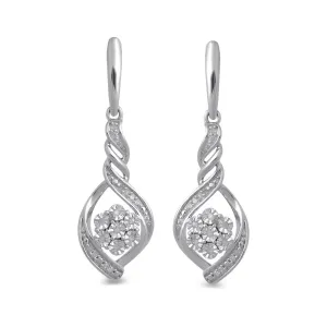 Sterling Silver Brilliant Diamond Set Fancy Swirl Earrings