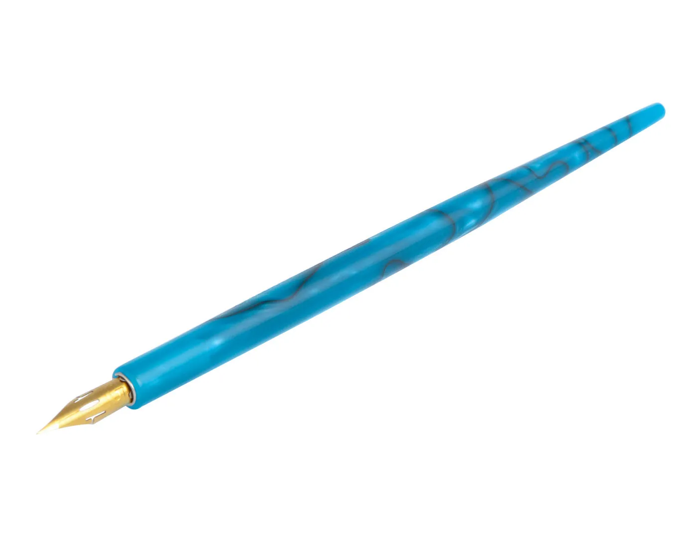 Straight Penholder  Blue-Black Swirl