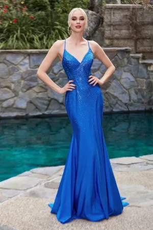 Stretch Satin Dress, Embellished