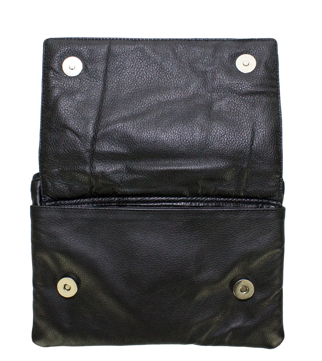Studded Naked Cowhide Leather Gun Holster Belt Bag with Red & Silver Butterfly