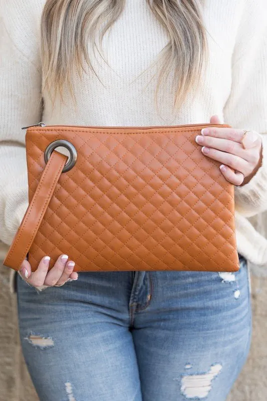 Take Me Away Quilted Wristlet Clutch Bag